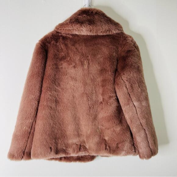 A New Day pink faux fur big collar cropped coat jacket XS - Picture 7 of 7